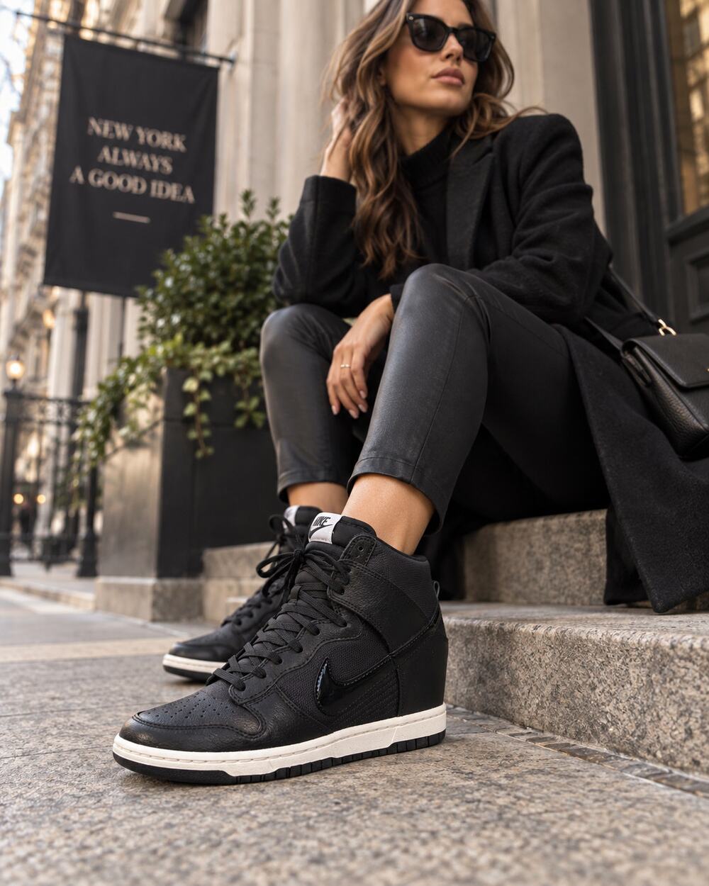 Nike Dunk Sky Hi Essential Hidden Wedge Black White Sneakers Women 6.5 Y2K Retro
